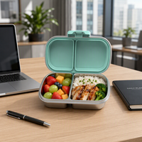 RVS broodtrommel voor kinderen met bijpassende sausbakje, 2-delige metalen bento box voor school en kantoor