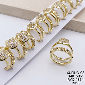XUPING Jewelry Wholesale 14K Gold Color Plated Fashion Synthetic Cubic Zirconia Women <strong>Men</strong> a Pair Couple Wedding <strong>Ring</strong> <strong>Set</strong> - Product Image 5