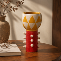 Vase en céramique moderne à motifs géométriques, vase décoratif coloré pour la table du salon, décoration de la maison