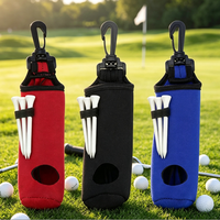 Pochette à balles de golf en néoprène avec logo personnalisé, porte-tee, sac de transport triple pour balles de golf, contient 3 balles et 3 tees avec mousqueton