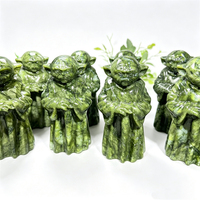 Offre Spéciale : Sculpture Artisanale en Jade Vert Xiuyan, Figurine de Dessin Animé, Pierre de Guérison Polie, Décoration d'Intérieur