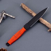 Couteau de survie, de camping, de chasse et de bushcraft à lame droite en acier inoxydable noir personnalisé, qualité DIY, avec cordon, OEM