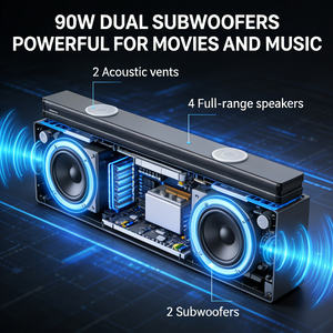 Barra de Sonido Inalámbrica USB Delgada para Montar en la Pared, con 6 Altavoces, Sistema de Audio Todo en Uno para Cine en Casa, Control Remoto, Modos EQ, HD-019P - Product Image 5