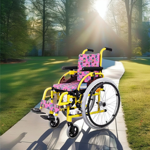 Sedia a Rotelle Manuale Pieghevole Leggera in Lega di Alluminio per Bambini con Freno a Mano, Cuscino Ispessito, Design Portatile per Bambini con Paralisi Cerebrale - Product Image 3