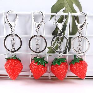 Simulated strawberry keychain, creative realistic food model, Instagram-worthy fairy bag charm, <b>key</b> <b>chain</b>. - Product Image 1