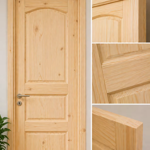 Puerta Interior Moderna de Madera de Pino Sólido de Primera Calidad con Acabado Natural para Apartamentos, Hoteles y Villas - Product Image 2