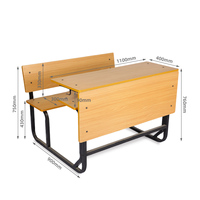 Bureaux d'école en bois avec banc, ensemble double bureau et chaises pour étudiants, type Asie-Afrique, plateau en MDF pour mobilier de classe CE