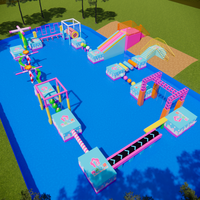 Parc aquatique gonflable Hualong avec obstacles, équipement de terrain de jeu pour la plage, en PVC et acier galvanisé, pour usage commercial