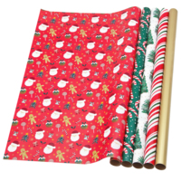 Papier d'emballage de Noël écologique style traditionnel/délicat pour enfants, lot de 3 rouleaux, vente en gros, collection 2026, best-seller