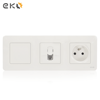 Saklar Lampu Dinding dan Stopkontak Dinding Standar Eropa 2 Gang 2 Arah dengan Stopkontak Prancis Harga Murah 16A 250V