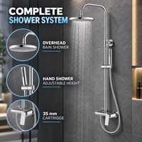 Ensemble colonne de douche pour projets hôteliers, hauteur réglable, avec pommeau pluie, douchette à main et mitigeur, pour entrepreneurs et développeurs