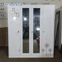 Lemari Pakaian Logam Berkapasitas Besar 4 Pintu, Lemari Penyimpanan Baju Berbahan Baja untuk Anak