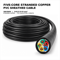 Câble de commande flexible en cuivre RVV 5 conducteurs 5x1,5mm² isolé en PVC noir, fil électrique rond 300/500V