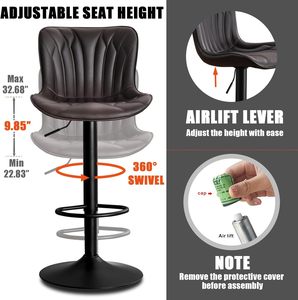 Chaise de <span class=keywords><strong>bar</strong></span> noire à hauteur de comptoir facile à assembler Tabourets de <span class=keywords><strong>bar</strong></span> en métal de <span class=keywords><strong>24</strong></span> pouces Tabouret de comptoir pivotant réglable avec dossier pour la cuisine