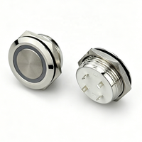 Nouveau mini-interrupteur à bouton-poussoir en acier inoxydable de 12 mm, IP65, 12V 24V, à actionnement court, à réinitialisation automatique, momentané, avec LED tactile pour ascenseur