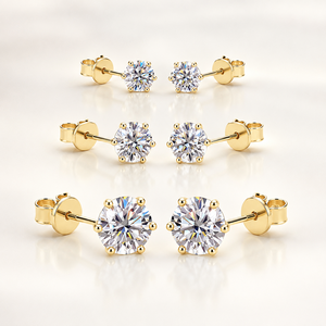 Moissanite 0.5CT 1CT 2CT 3CT Gold Plated 925 Sterling <b>Silver</b> Vvs Moissanite <b>Stud</b> Earrings With Gra Certificate - Product Image 3