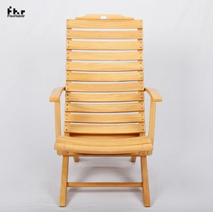 Mobilier d'extérieur en bois de chêne massif durable Chaise longue de plage pliable confortable avec accoudoirs pour la chambre à coucher ou la plage - Product Image 2