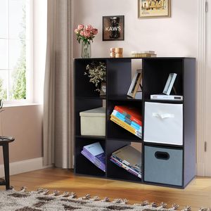 Wooden Storage <strong>Cubes</strong> Bookcase <strong>Unit</strong> <strong>Shelf</strong> Closet Cabinet DVD Rack Bookshelf File Organizer Rack Dark Brown 9 <strong>Cube</strong> - Product Image 1