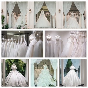 Abito da sposa MLF718 a 2 pezzi, linea ad A, con spalle scoperte, popolare, con allacciatura posteriore, per donna - Product Image 6