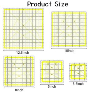 ไม้บรรทัดสำหรับงานควิลท์ ขนาด 4.5"x4.5", 6"x6", 9.5"x9.5", 12.5"x12.5", 6.5"x12", 2"x12" ทำจากอะคริลิก พร้อมห่วงกันลื่น สำหรับงานควิลท์และเย็บผ้า - Product Image 1