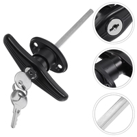 Serrure LongYu LYHT à poignée en T noire, en alliage de zinc thermolaqué, avec cylindre à clé et base ovale, installation facile pour armoire électrique et garage