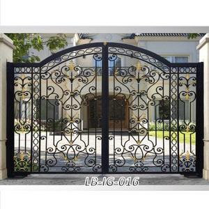 Puerta de Hierro de Estilo Europeo, Hierro Pintado, Adornos Rectangulares, Diseño Grabado LB-IG-026, Puerta de Jardín para Exteriores - Product Image 2