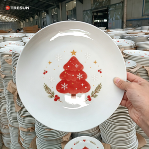 Assiettes en céramique blanches personnalisées avec logo, pour dîner, dessert et Noël - Product Image 2