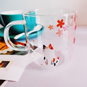 Hàn Quốc Nhật Bản Màu Hồng Sakura Mèo Dễ Thương Mèo Con Cô Gái Cốc Thủy Tinh Cốc Sữa - Product Image 2