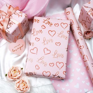 Love Heart <b>Pattern</b> Gift Wrapping <b>Paper</b> Double Sided Coated Art <b>Paper</b> Gold Stamp Eco-Friendly For Gift Craft Use - Product Image 2