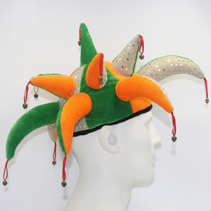 Chapeau de bouffon avec clochette pour fête costumée <span class=keywords><strong>d</strong></span>'<span class=keywords><strong>Halloween</strong></span>, accessoires de <span class=keywords><strong>d</strong></span>éguisement de <span class=keywords><strong>clown</strong></span> de cirque pour cosplay - Product Image 3
