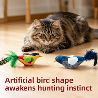 Jouet de chasse pour chat CT610 : oiseau en peluche avec ventouse, corde élastique suspendue et générateur de sons intégré pour l'auto-entretenissement