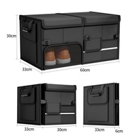 Boîte de rangement pour coffre de voiture blanche, boîte de rangement pliable imperméable, avec trois compartiments et une boîte à chaussures