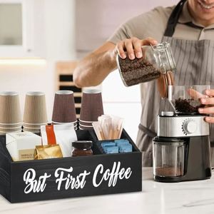 Accessoires de bar personnalisés de style farmhouse, organisateur de station à café en bois - Product Image 4