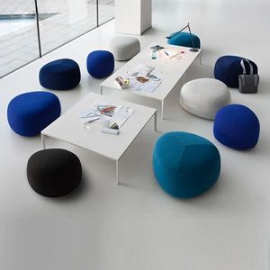 Hiện đại vải Pebble sofa phân cho cửa hàng giày đầy màu sắc cong Ottoman để sử dụng nhà - Product Image 3