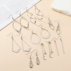 Geometric <strong>Hoop</strong> Earrings for Women Minimalist Silver Plated Triangle Long Vertical <strong>Bar</strong> Dangle Drop Statement Earrings Jewelry - Product Image 2