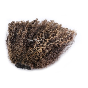 Crudo morbido indiano <span class=keywords><strong>Afro</strong></span> crespo riccio biondo Balayage radice scura evidenziano riccio riccio profondo esotico onda Jerry riccio cuticola capelli umani - Product Image 5