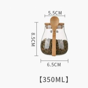 Frascos de té de vidrio transparente, latas con orejas y cucharas, tarro de almacenamiento de té y café perfumado con tapa de bambú <span class=keywords><strong>para</strong></span> comida de fiesta de <span class=keywords><strong>cocina</strong></span> - Product Image 6