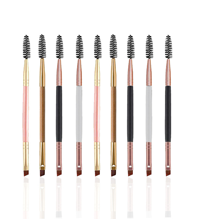 Factory Hot Net Red Products Double-Sided Tail Double Head Makeup Brush Diagonal Brush Eyelash Wholesale