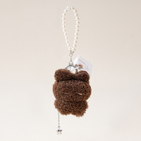 Charmant lapin en peluche avec chaîne de perles détachable, ultra doux et moelleux, peut être porté comme bracelet ou breloque de sac, joli petit cadeau
