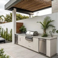 Ensembles d'armoires de cuisine BBQ d'extérieur modernes en acier inoxydable antirouille pour station de cuisson de jardin