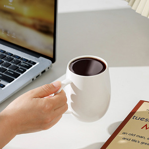 Custom Simple Ins Style Ceramic Mug with Handle High Value White Gray Color Block Coffee Cup - Product Image 4