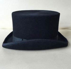 Wholesale Stiff Black Wool Felt Top <b>Hats</b> in Black Height 17cm - Product Image 5