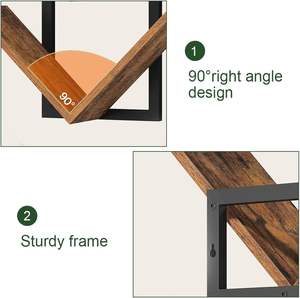 Étagère murale en bois double couche en forme d'arbre, petite étagère en bois naturel, organisateur de rangement suspendu, maison moderne - Product Image 6