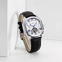 Montre automatique classique pour homme, mouvement squelette, bracelet en cuir tendance, montres mécaniques, pièces de montre-bracelet