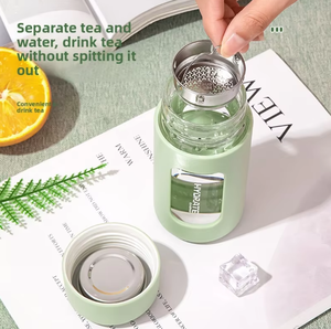 <span class=keywords><strong>Bottiglia</strong></span> d'<span class=keywords><strong>Acqua</strong></span> in <span class=keywords><strong>Vetro</strong></span> Borosilicato Personalizzabile all'Ingrosso, Borraccia Antigoccia Senza BPA <span class=keywords><strong>con</strong></span> Infusore per Tè - Product Image 3