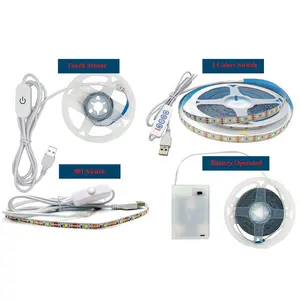 Dc5v USB/Pin hoạt động đèn <span class=keywords><strong>LED</strong></span> dải SMD2835 60LEDs/M TV đèn nền ấm trắng màu đỏ màu xanh lá cây băng ánh sáng cảm ứng Dimmer chuyển đổi - Product Image 1
