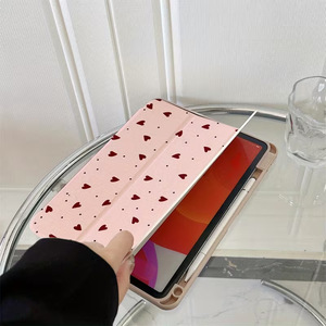 Custodia a tre ante girevole a 360 gradi con design a pois a cuore a schermo intero, compatibile con <span class=keywords><strong>iPad</strong></span> <span class=keywords><strong>di</strong></span> <span class=keywords><strong>decima</strong></span> <span class=keywords><strong>generazione</strong></span>, con slot per matita, per Air 4/5 - Product Image 2