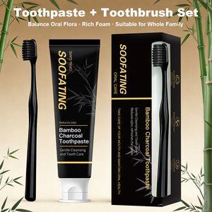 Juego de Pasta de Dientes y Cepillo de Dientes de <span class=keywords><strong>Carbón</strong></span> Orgánico Personalizado, Blanqueador y de Limpieza Profunda para Uso Doméstico, Sin Flúor - Product Image 6
