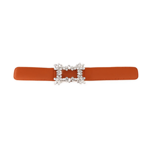 Cintura rettangolare in PU con fibbia con strass per donna, accessori moda - Product Image 2