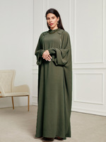 Robe abaya longue à manches longues rose sale vert olive Col châle Design Tassel Accents Style drapé Pleine longueur Coupe ample